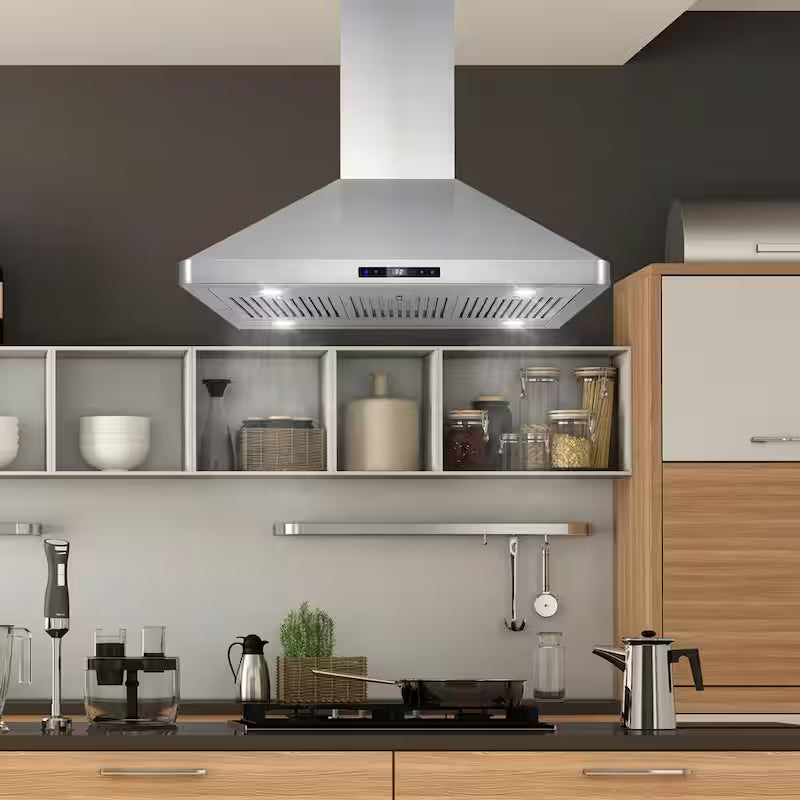 36 in. 380 CFM Ducted Island Range Hood with LED Lighting in Stainless Steel E673