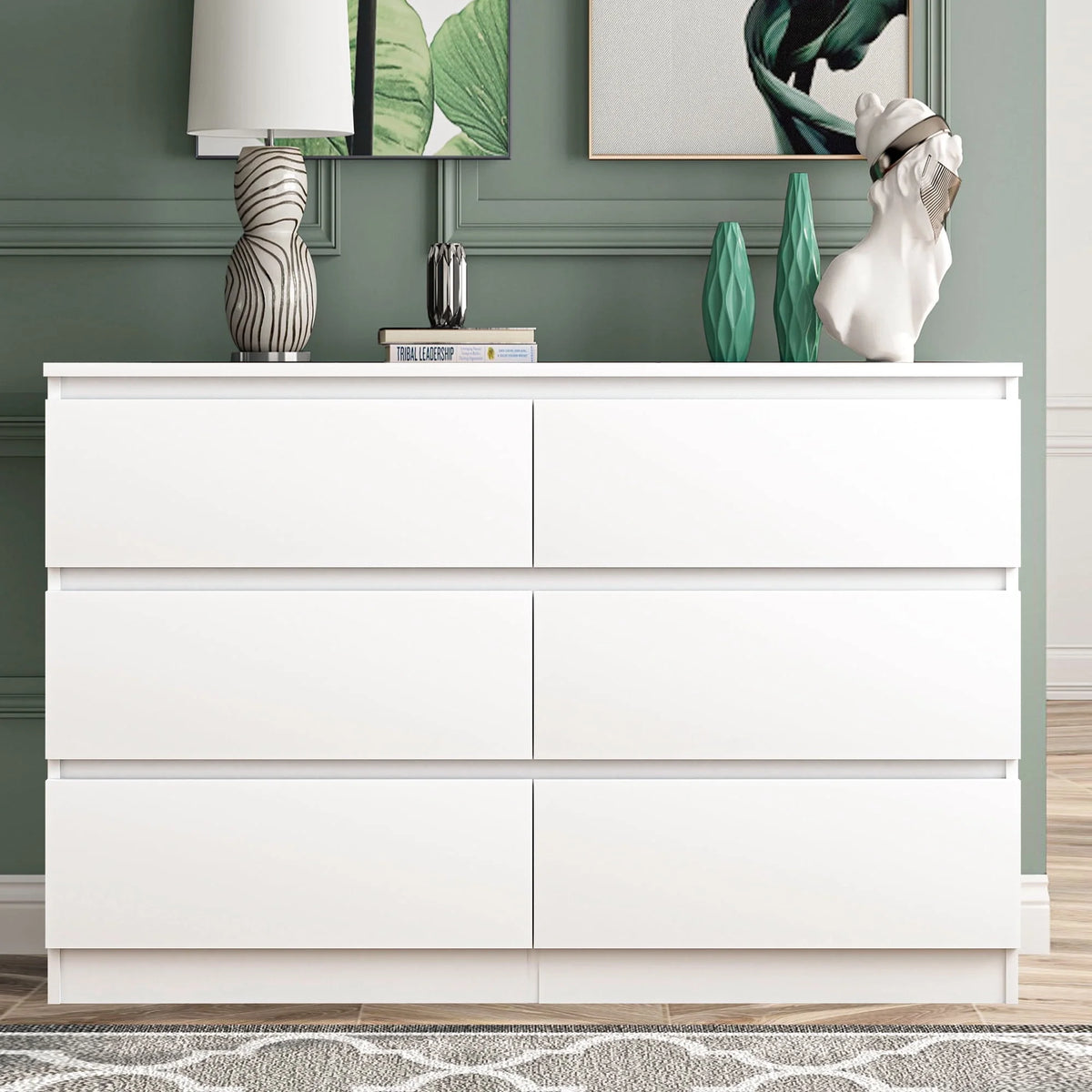 White Wood 6 Drawer Dresser I2920