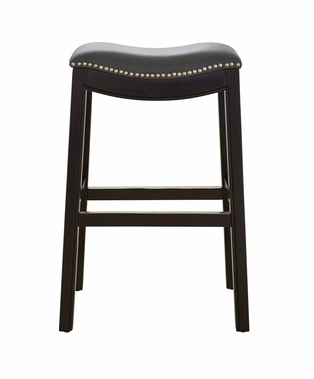 Espresso and Gray Saddle Style Counter Height Bar Stool V78508