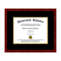 Single Diploma Frame with Double Matting for 10x22 x 8x22 Tall Diploma with Black Frame P158