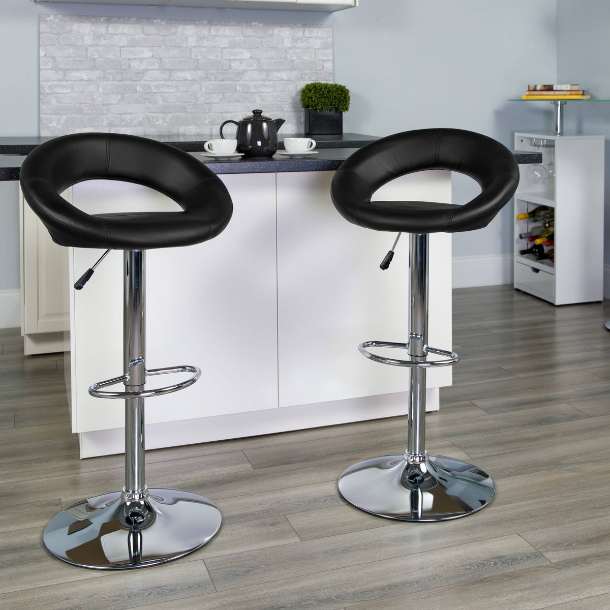 2 Pack Vinyl Adjustable Height Barstool T47985