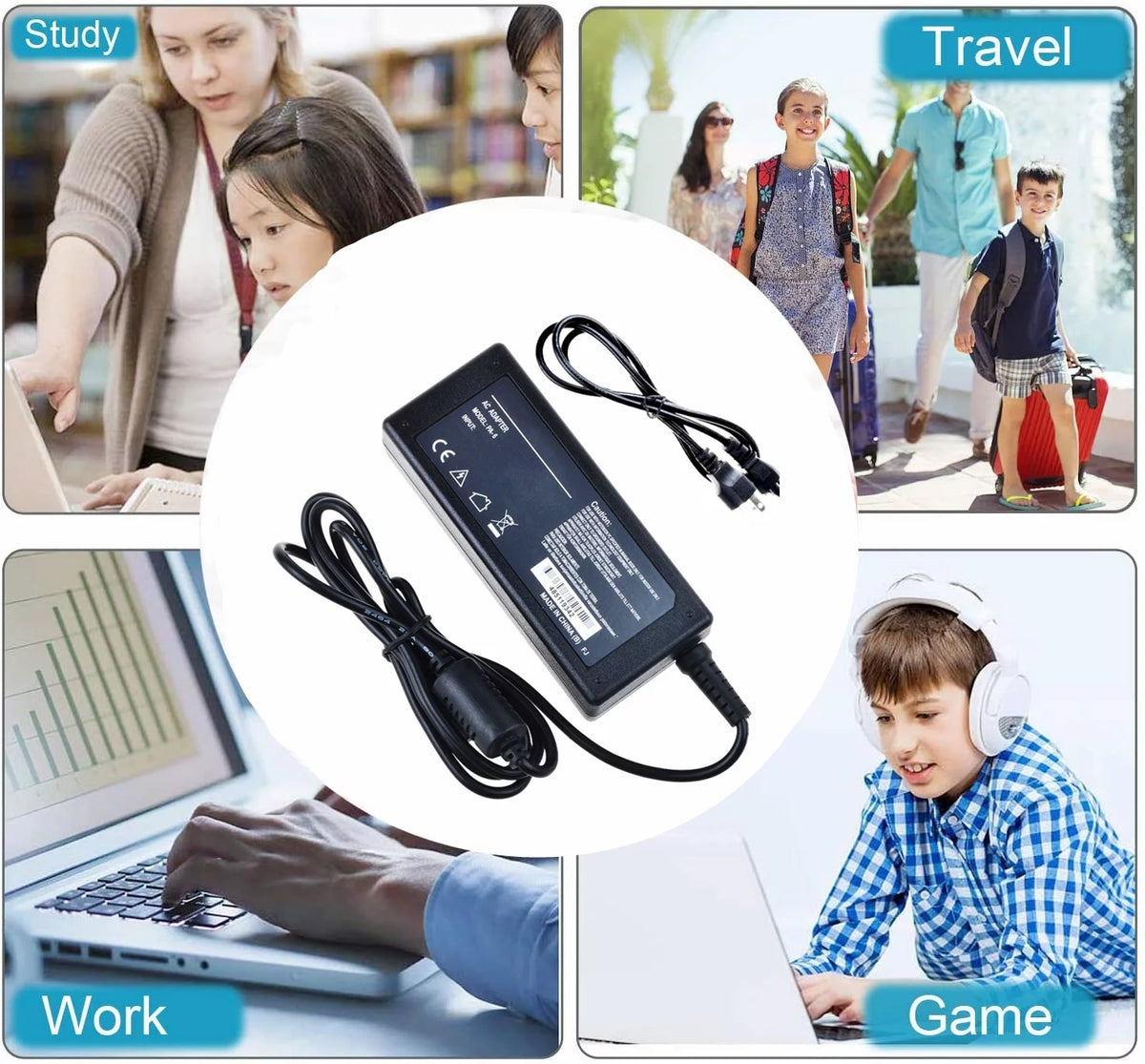 Compatible AC / DC Adapter Replacement Power Supply Cord Cable Charger W860464