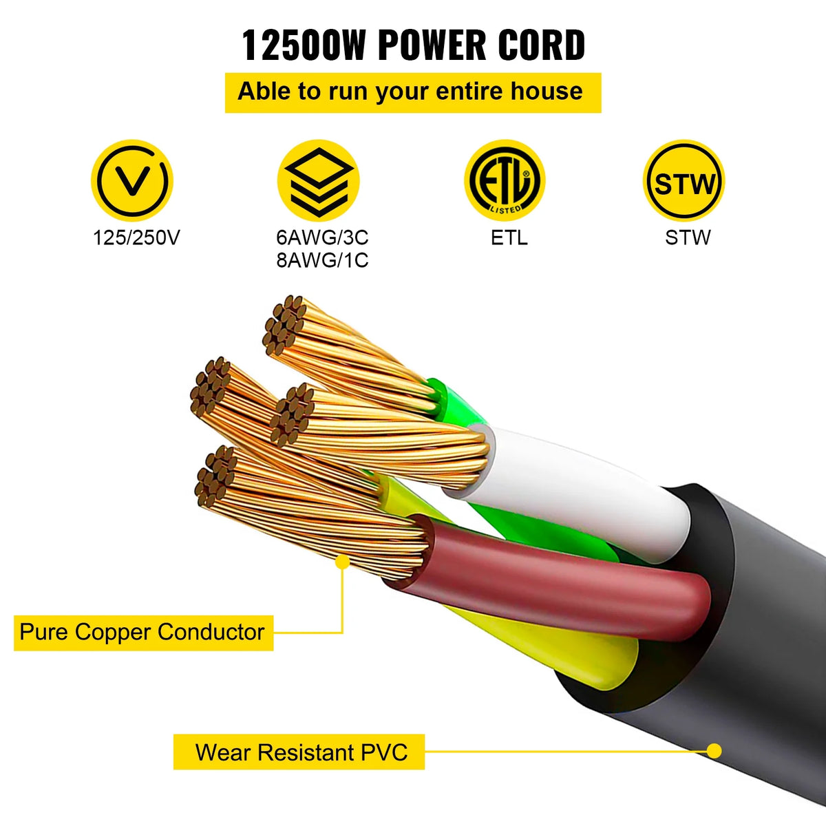 30Ft 50 Amp RV Extension Cord Copper Wire with Handles U806288