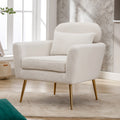 Mid Century Modern Upholstered Accent Chair With Pillow Ivory P531