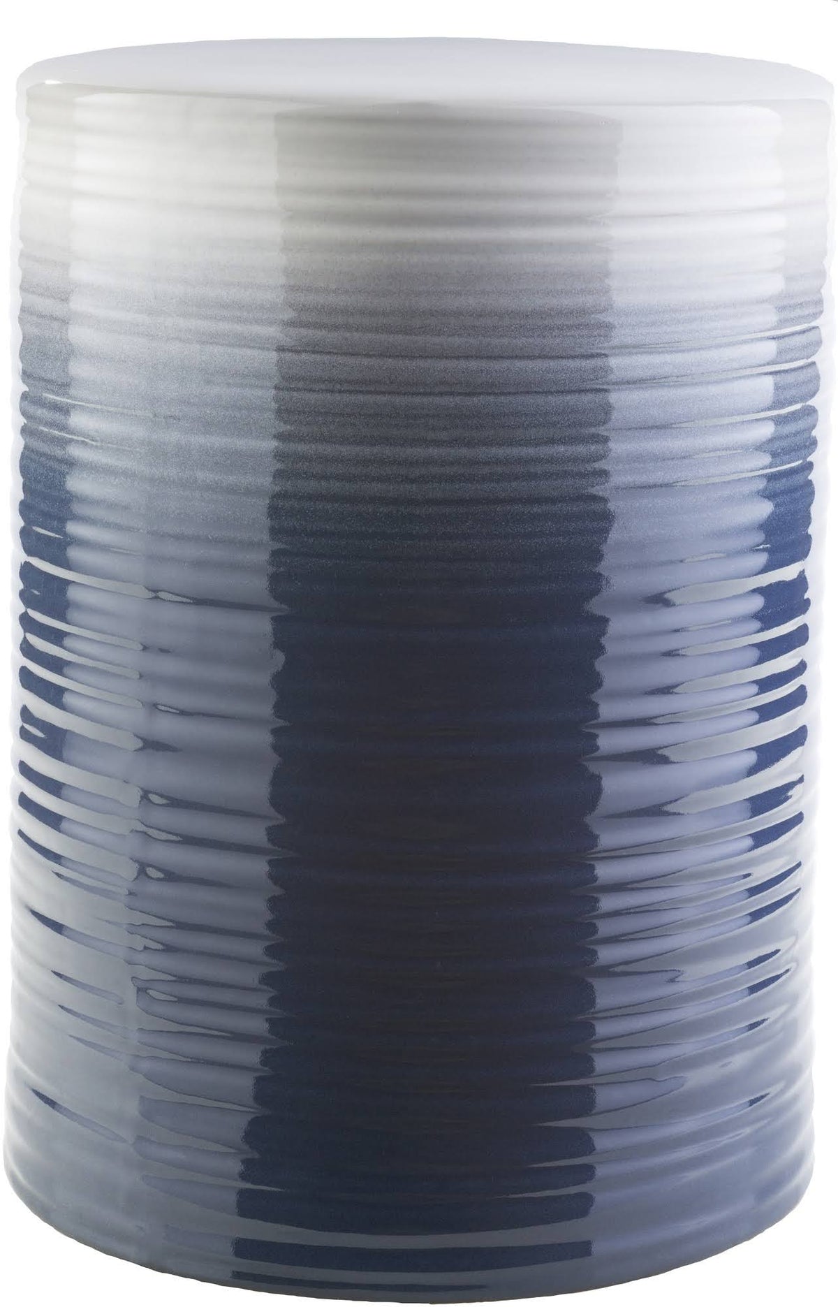 18.1x22 Navy Blue and White Glossy Ceramic Stool T883
