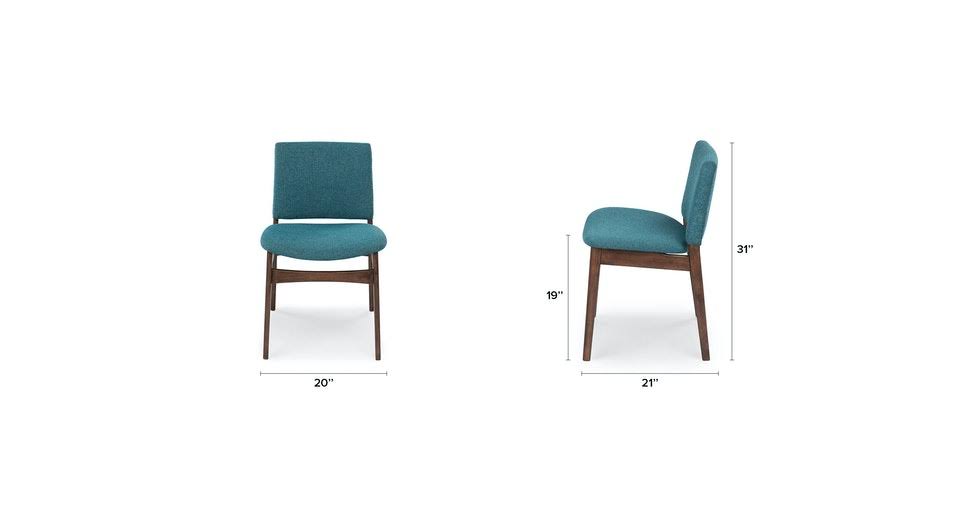 Blue Fabric Dining Chair with Walnut Frame S672