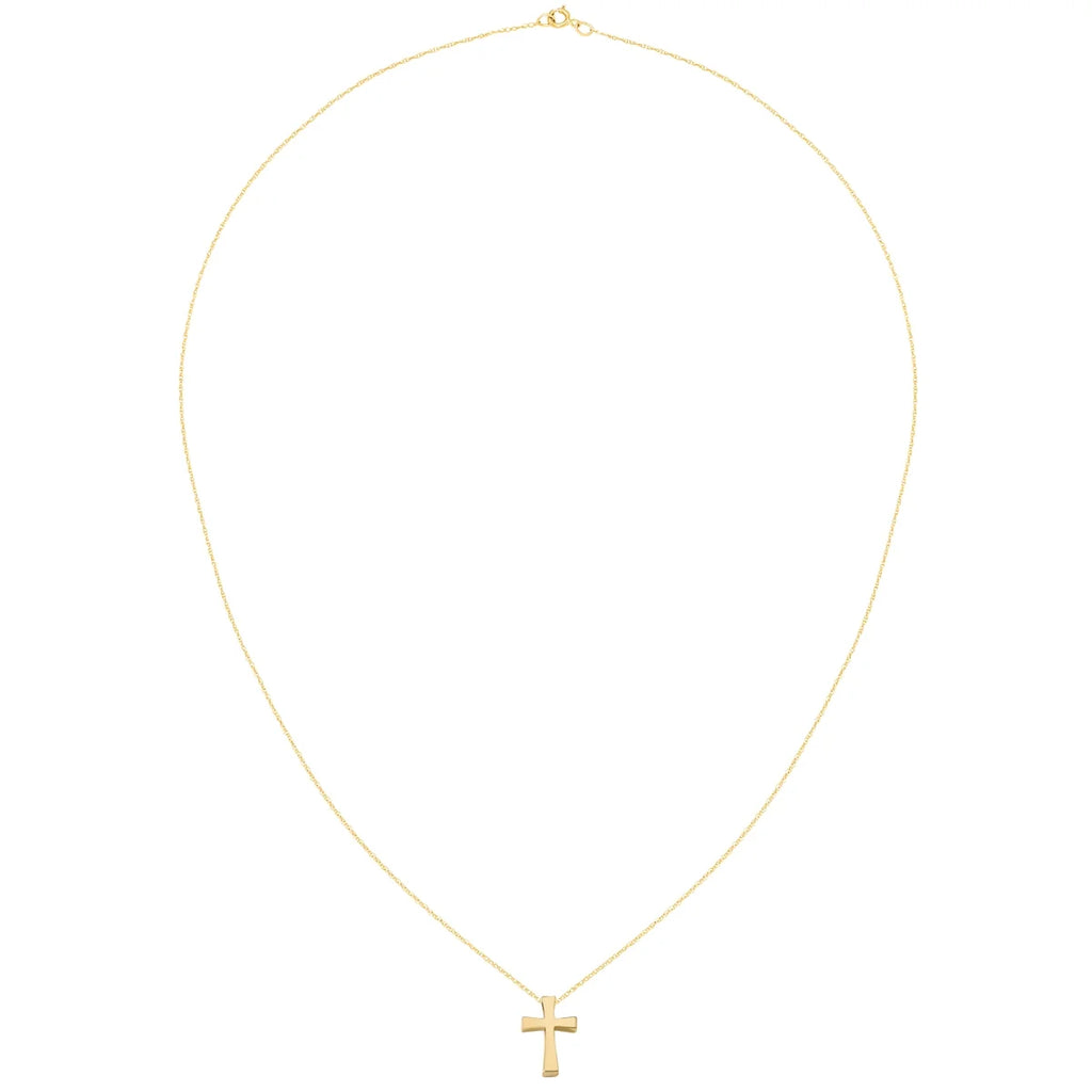 14 Karat Yellow Gold Polished Cross Pendant with 18-inch Chain P895