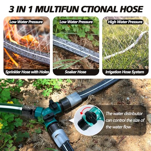 Flat Soaker Hose 100 Ft with Garden Staples and Splitters T678786