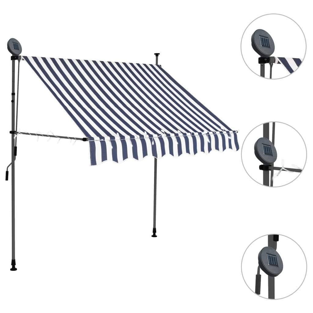 Manual Retractable Awning with LED Blue and White D4236