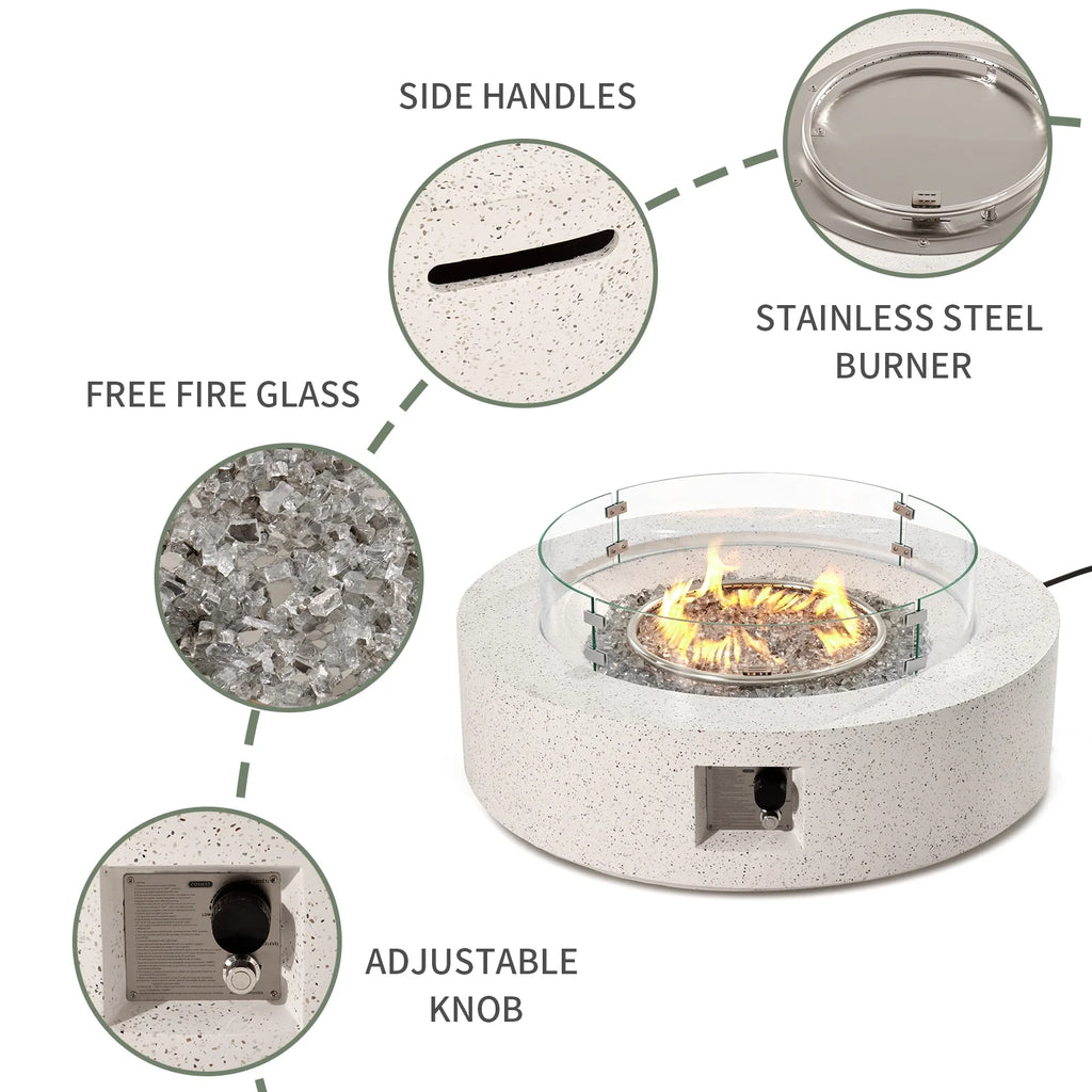 40.5-inch Round Propane Fire Pit Coffee Table V769