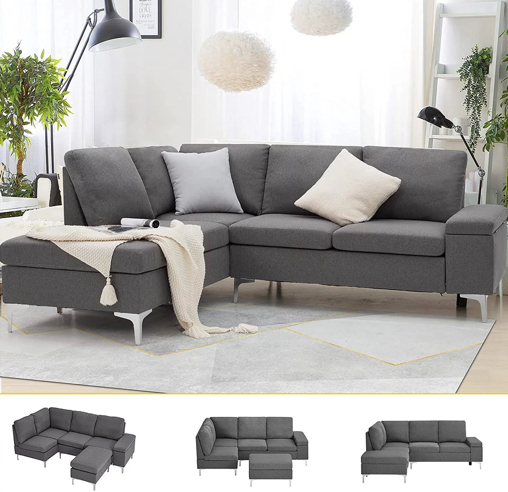 Gray Sectional Sofa with Armrest Storage L131781