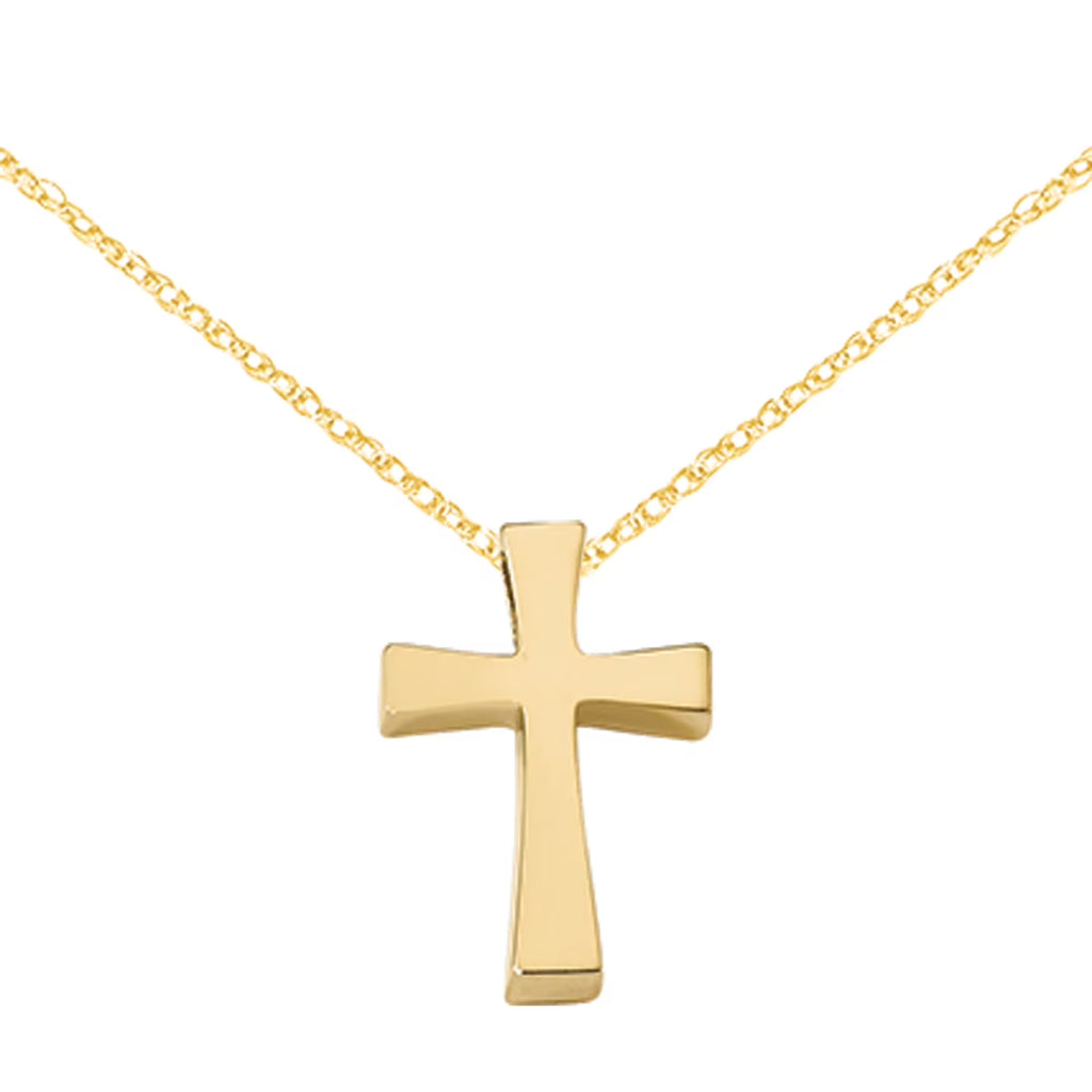 14 Karat Yellow Gold Polished Cross Pendant with 18-inch Chain P895