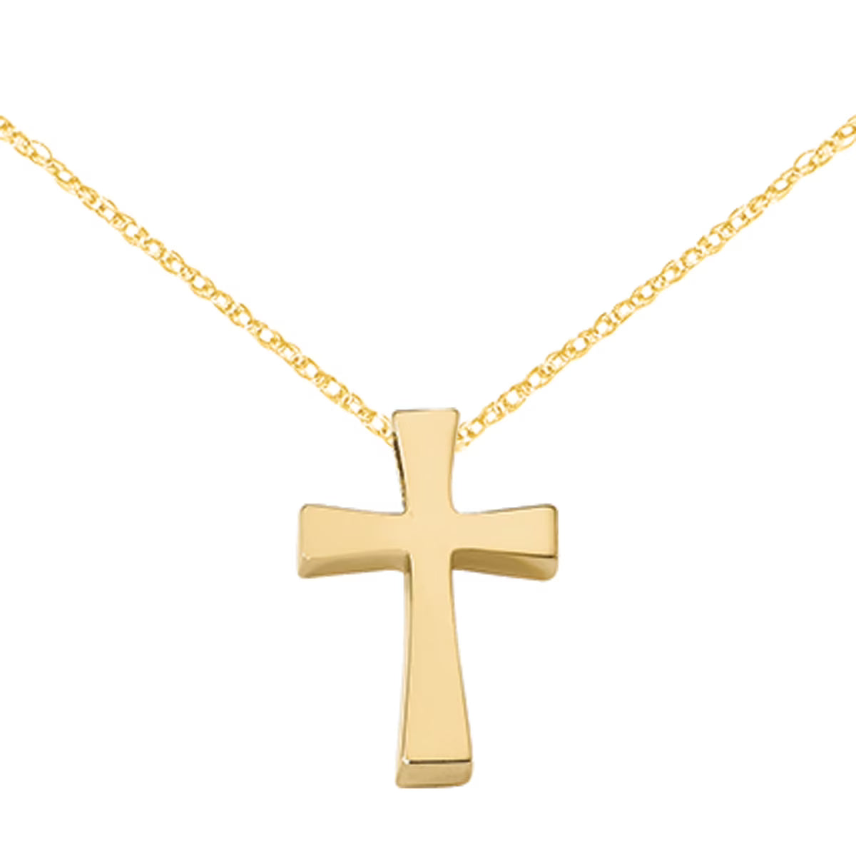 14 Karat Yellow Gold Polished Cross Pendant with 18-inch Chain P895