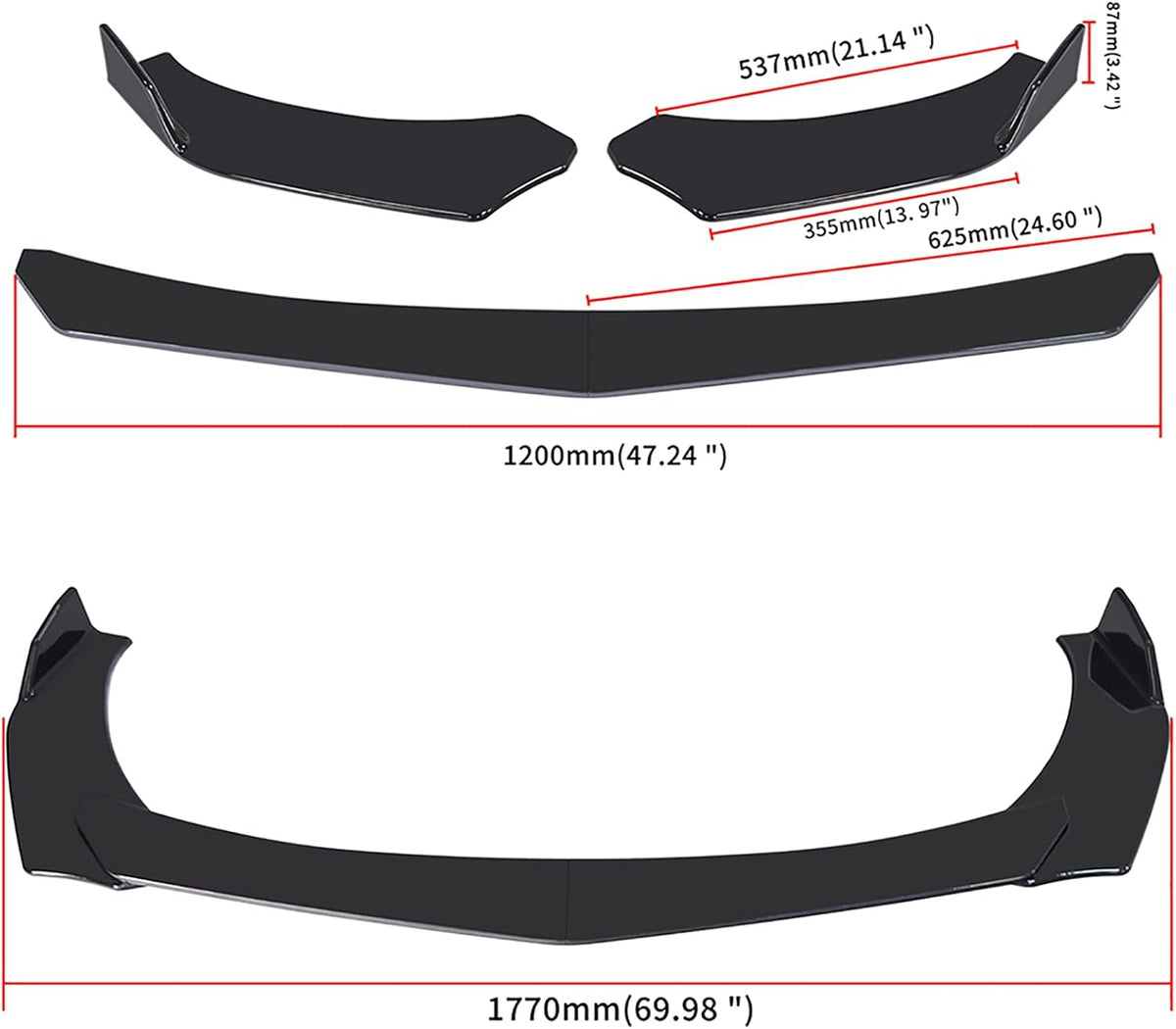 Universal Front Bumper Lip Chin Spoiler PP Pack of 2 I588