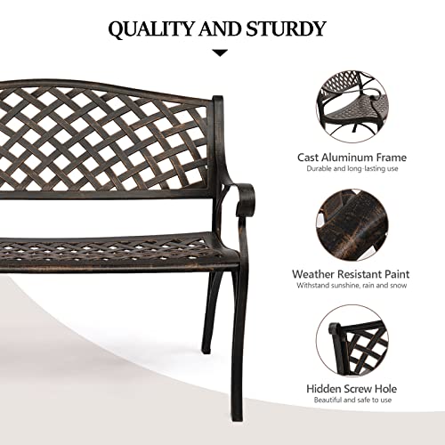 White Cast Aluminum Patio Garden Bench M877