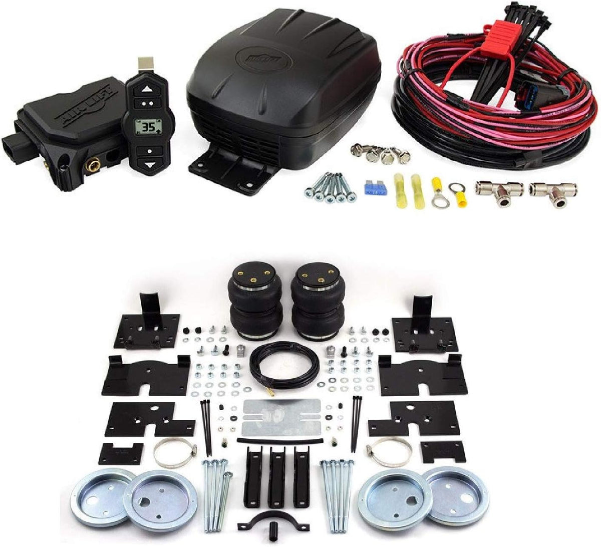 Set of Wireless On-Board Air Compressor System with Rear Load Lifter 5000 Kit for Ford F-150 Pickup 4WD M51037