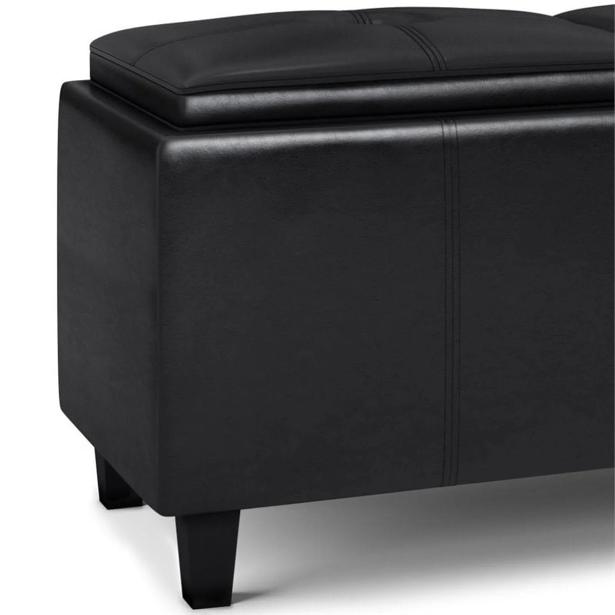 Midnight Black Faux Leather Storage Ottoman W516168