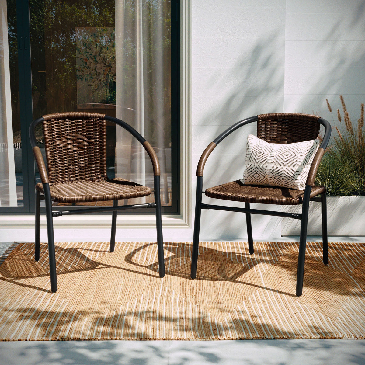 Medium Brown Rattan Stack Chair U491