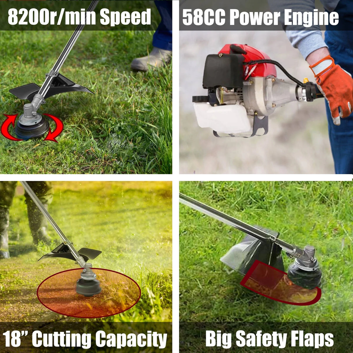 58CC Gas Weed Eaters 2-Cycle Straight Shaft Weed Trimmer Z40724
