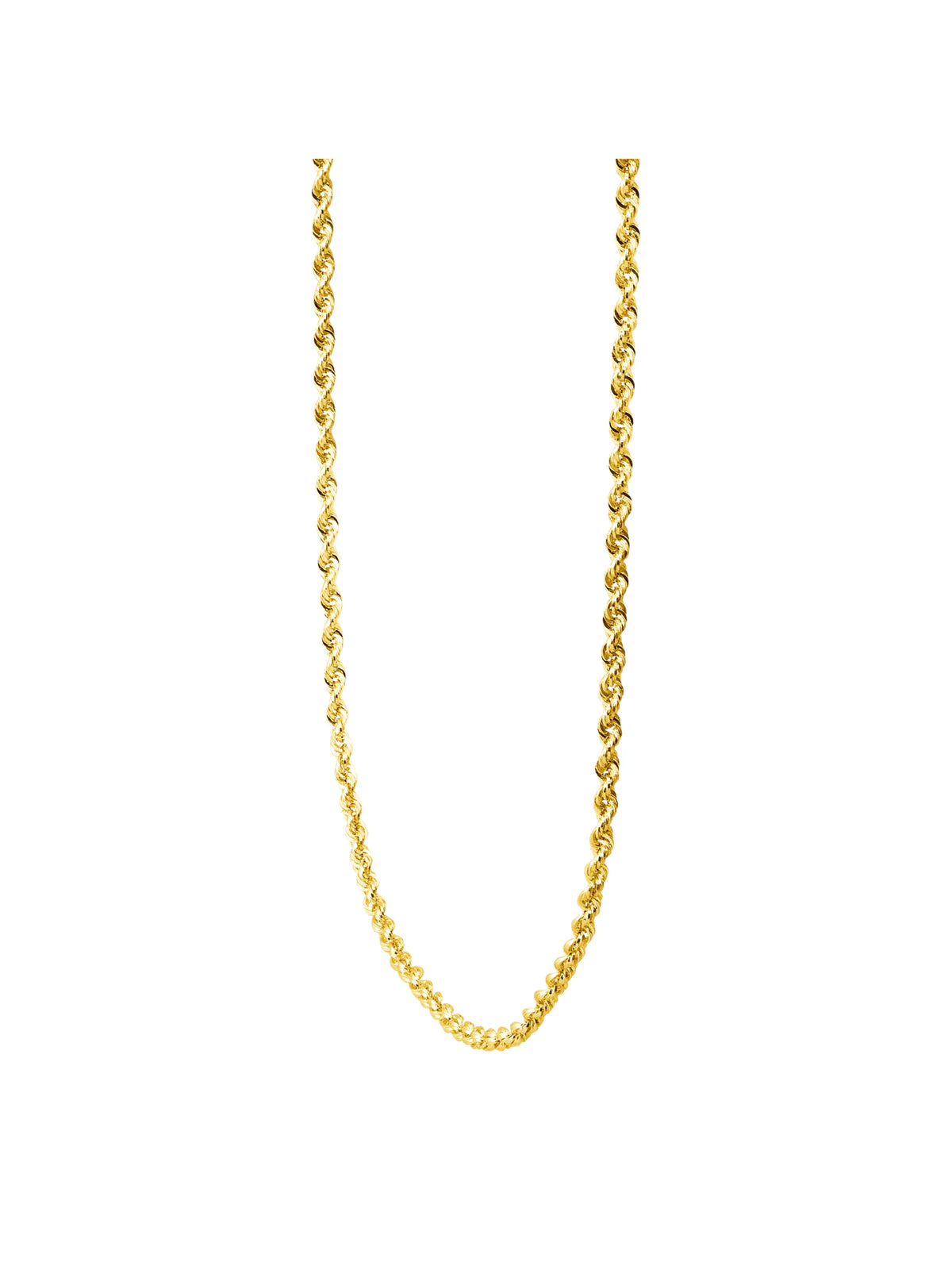 14kt Yellow Gold 20" Hollow Glitter Rope Chain Necklace A8166