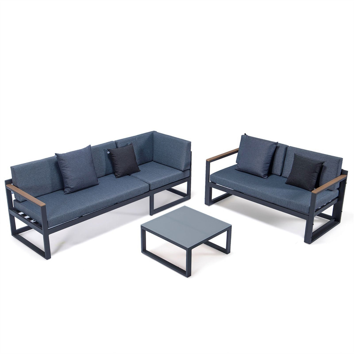 Black 3 Piece Outdoor Aluminum Sectional X973764