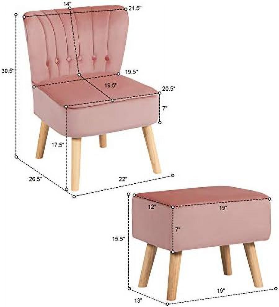 Velvet Accent Chair Ottoman Set N503727