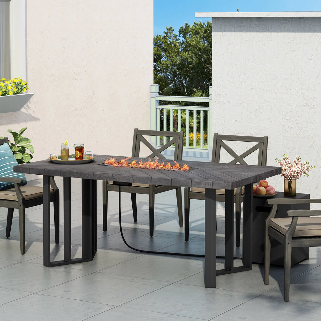 Lightweight Concrete Outdoor Fire Pit Dining Table 40,000 BTU E205