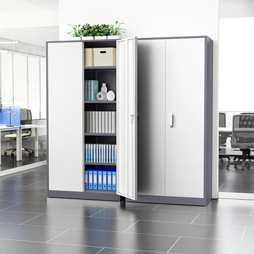 72" Black Lockable Metal Storage Cabinet with 4 Adjustable Shelves Z629