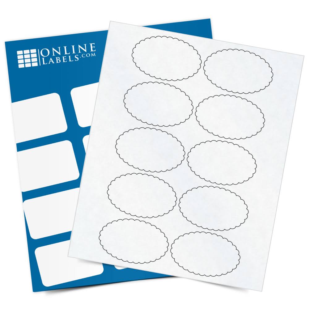 Clear Matte Inkjet Scalloped Oval Labels, 100 Sheets C470
