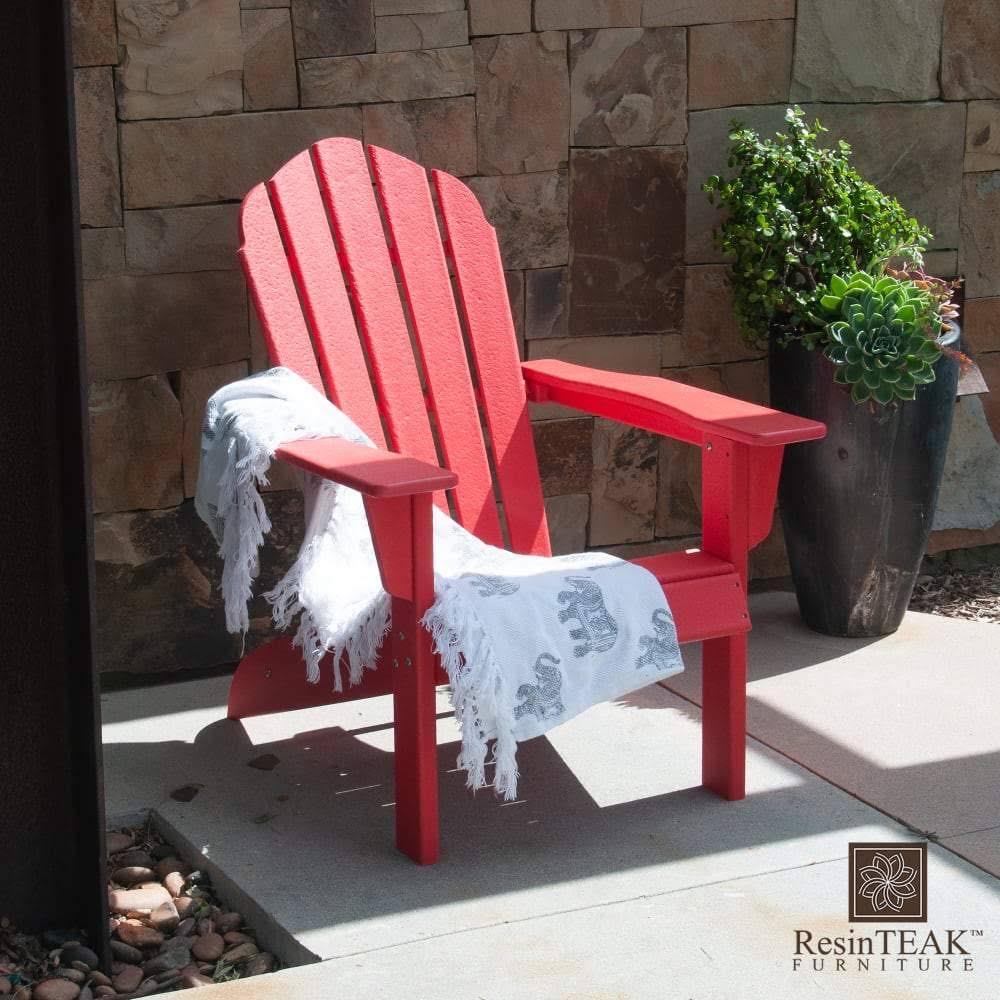 Resin Teak Red Plastic HDPE Poly Lumber Adirondack Chair R719606