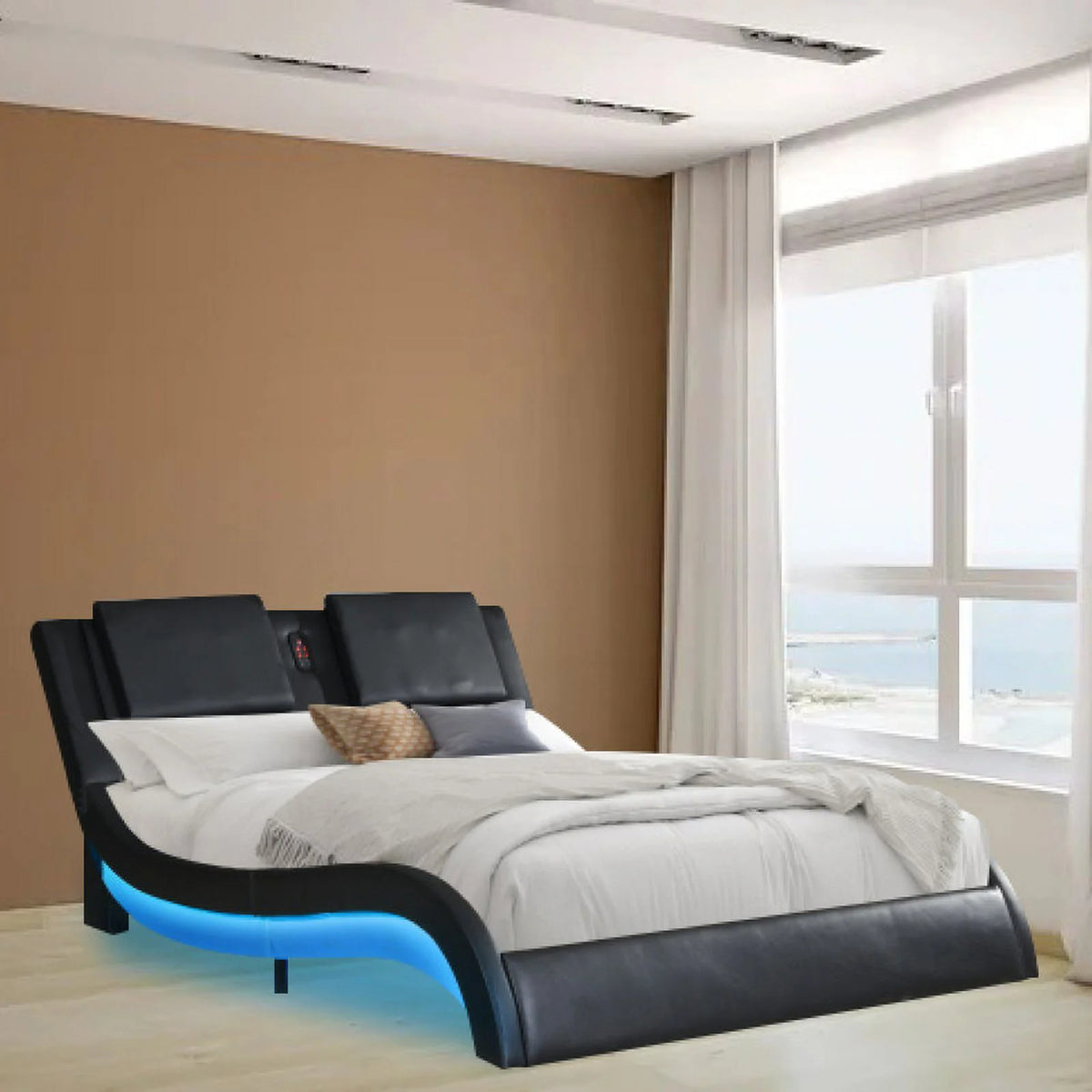 Black LED Platform Bed B734367