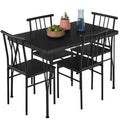 5-Piece Metal and Wood Rectangular Dining Table Set with 4 Chairs Z88883