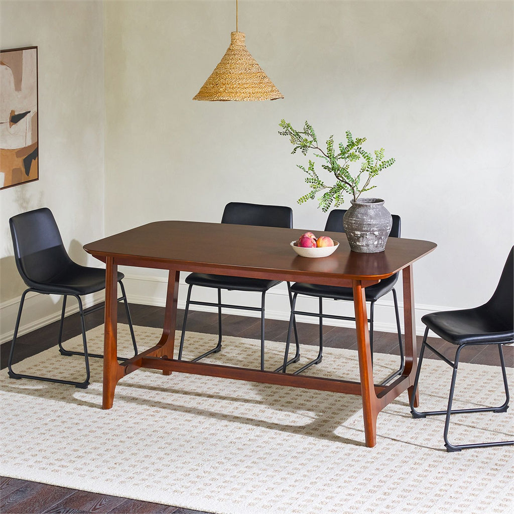 Mid-Century Wood Dining Table with Trestle Base in Walnut C802168