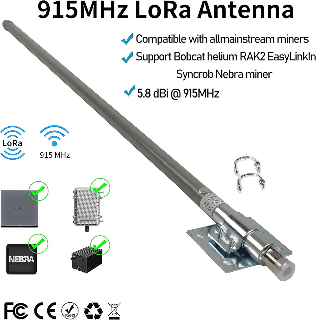 Lora Antenna 915MHz 5.8dBi Outdoor Omni Antenna 15.7inch with 3Meters RG58 Cable I16897