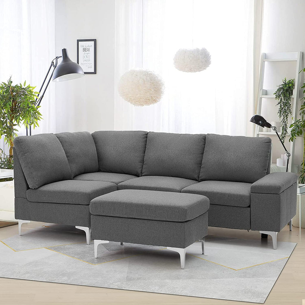 Gray Sectional Sofa with Armrest Storage L131781