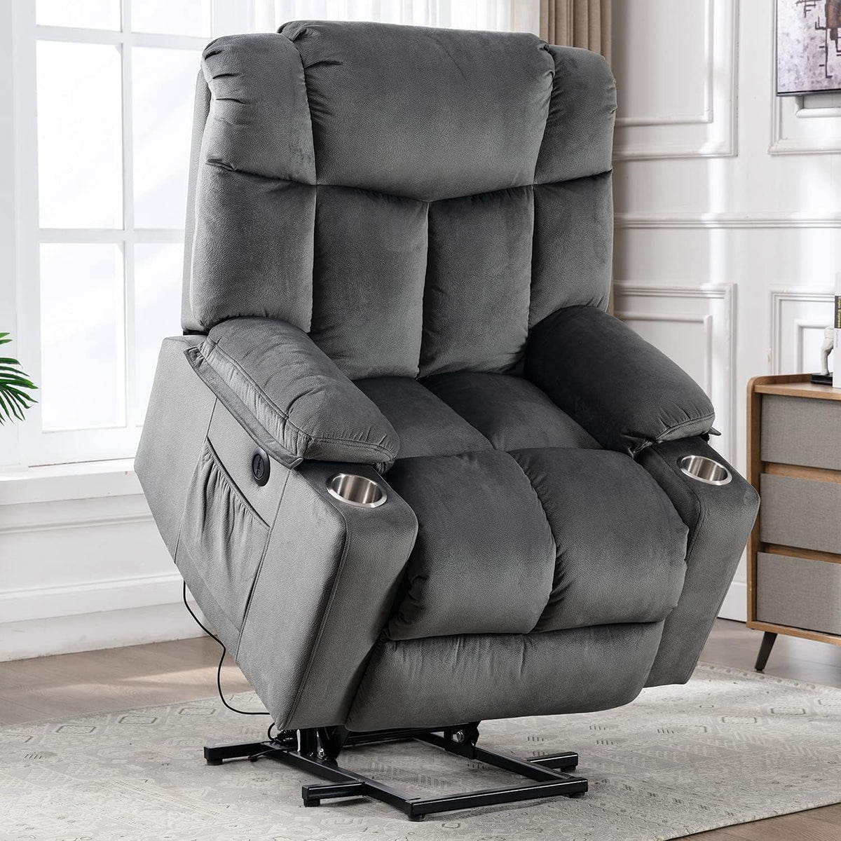 Camel Power Lift Recliner Chair with USB Port and 2 Cup Holders Q953912