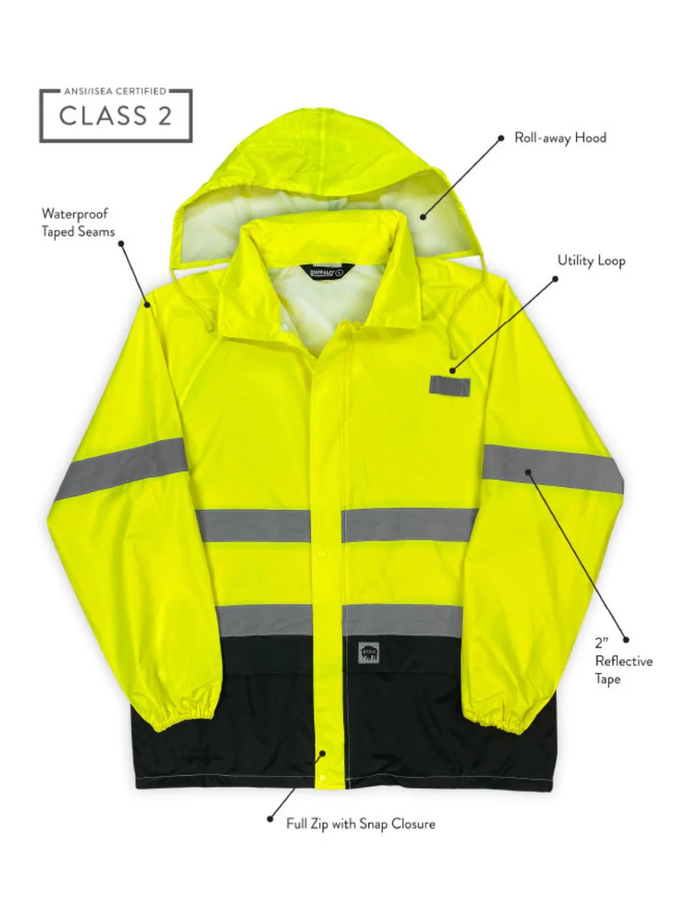 Hi Vis Safety Hooded Rain Shell Z370