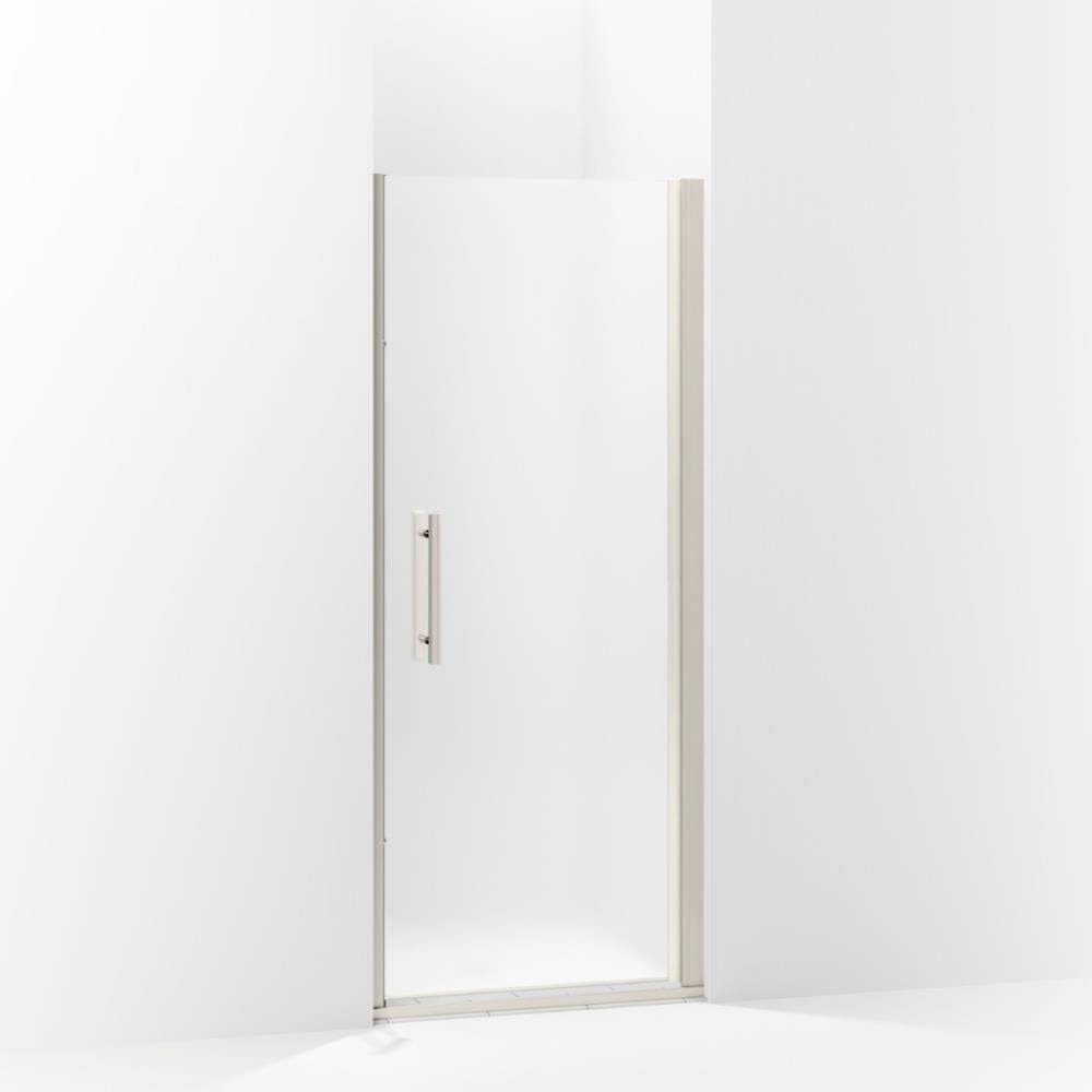 Frameless Pivot Shower Door with Frosted Glass, 33-in W x 67-in H, Nickel W21405