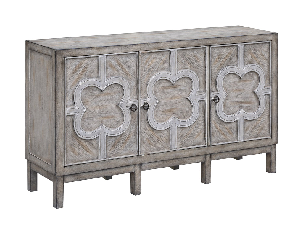 3 Door Grey Wash Veneer with White Fretwork Overlay S920759