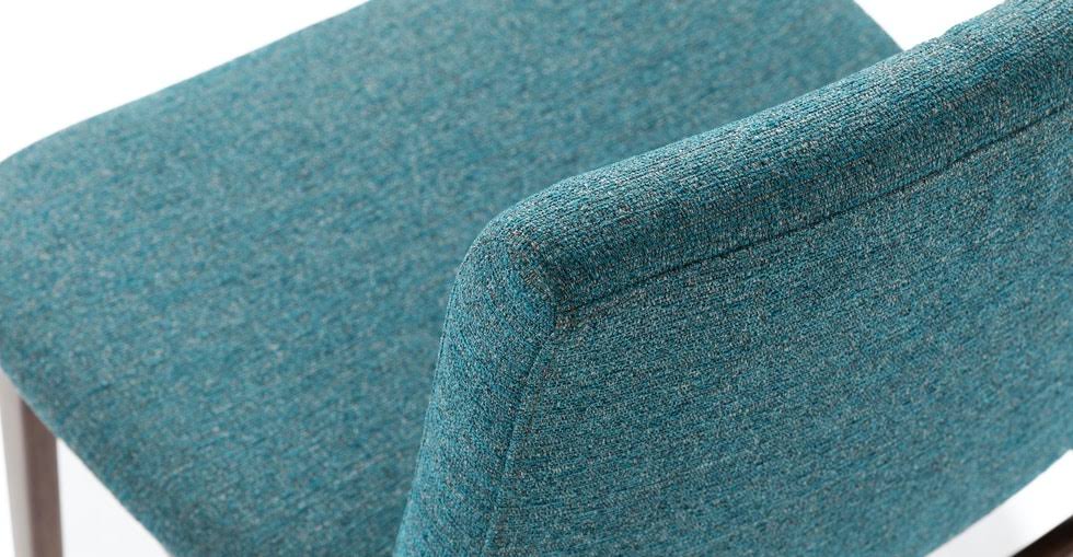 Blue Fabric Dining Chair with Walnut Frame S672