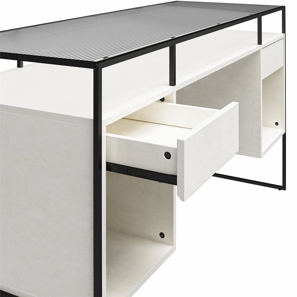 Modern Desk with 2 Drawers and Storage H439