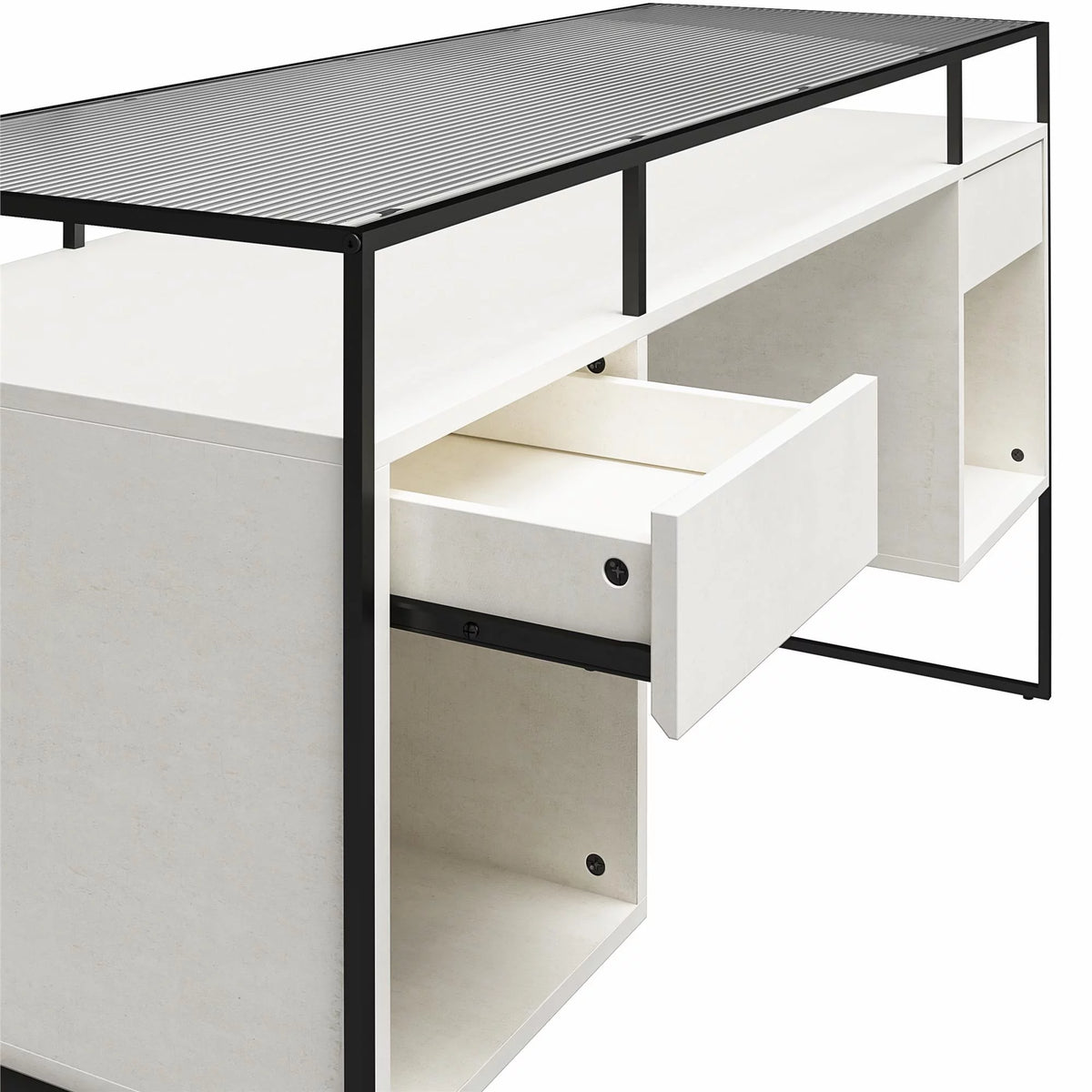 Modern Desk with 2 Drawers and Storage H439
