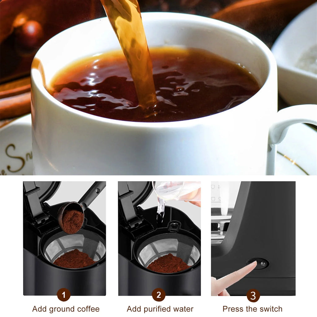 6 Cup Coffee Maker with Glass Carafe and Reusable Filter Q7531