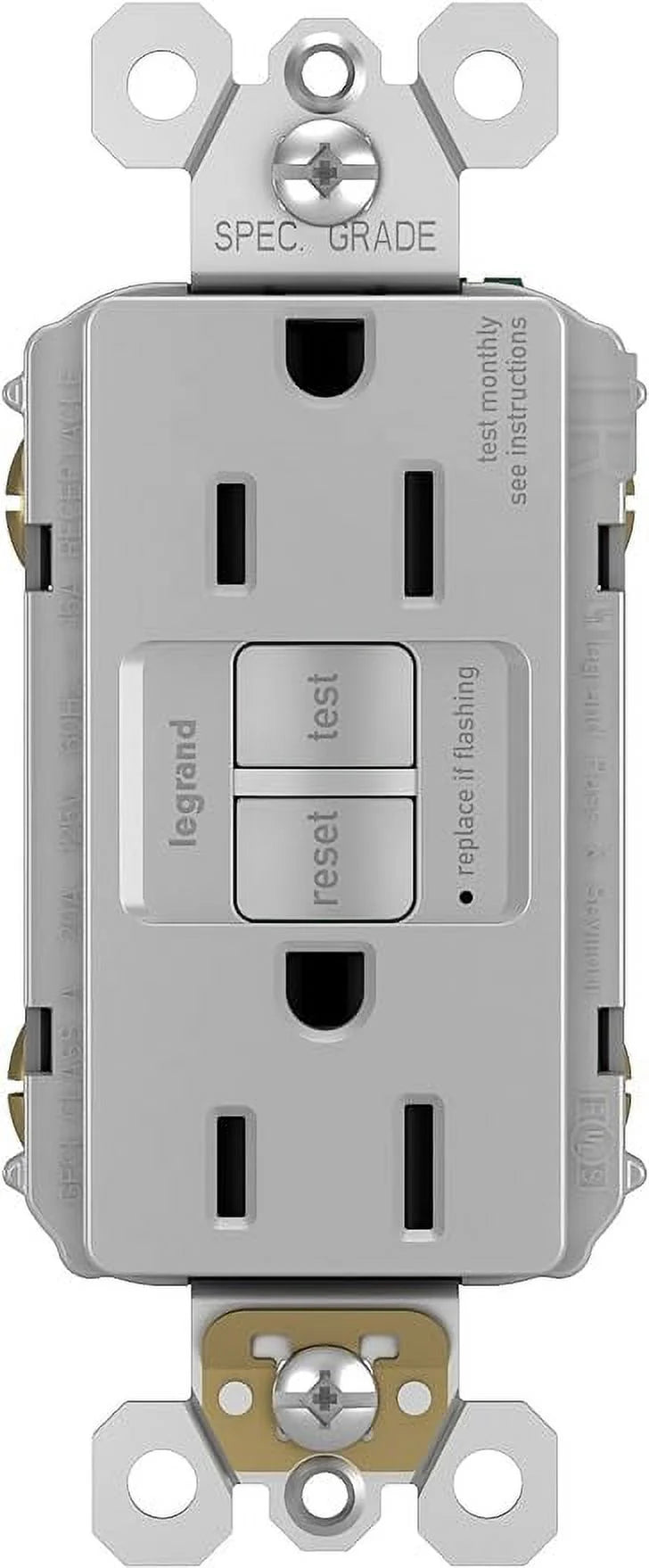 Gray 15 Amp 125 Volt Self-Test GFCI Outlet G2567