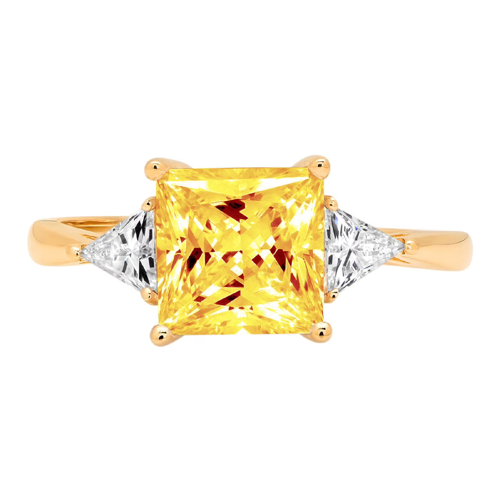 14k Yellow Gold Citrine Three-Stone Ring SZ 7 T59524