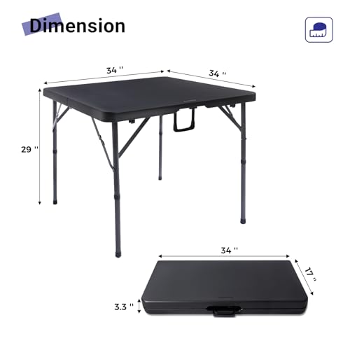 34" Black Folding HDPE Table with Carrying Handle E24459