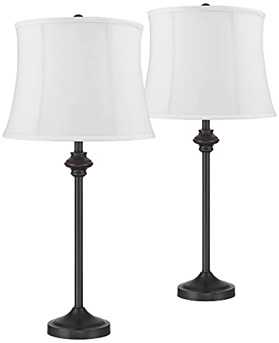 Set of 2 Dark Bronze Brown Metal Table Lamps Y58212