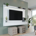White Floating Entertainment Center with LED Strip, Drawers and Shelf U85571