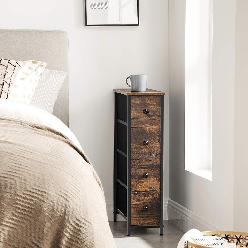 Narrow 4 Fabric Drawer Dresser with Metal Frame H341