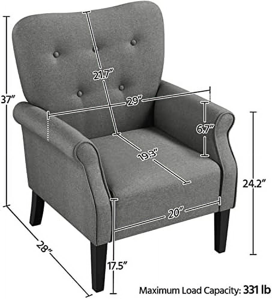 Modern PU Leather Accent Chair with Wood Legs and High Back V607116